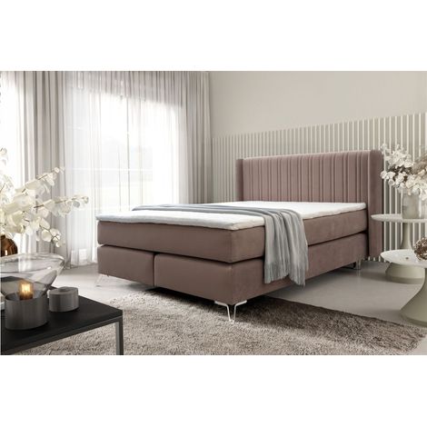 Boxspringbett Schlafzimmerbett AGNUS 120x200cm in Stoff Salvador Schokobraun (1/5)