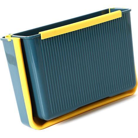 Poubelle murale pliable, robuste et grande capacité, bleue.