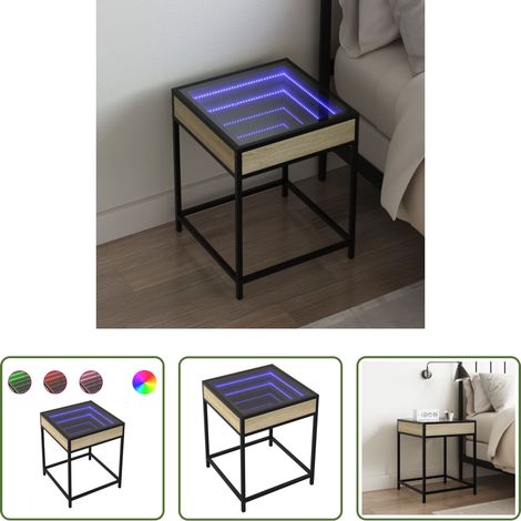 LED-Beleuchtung - Nachttisch mit Infinity-LED Sonoma-Eiche 40x40x51 cm (1/5)