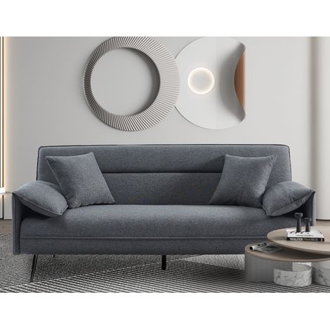 Canapé-lit moderne 2 places en tissu gris LIMA (1/5)