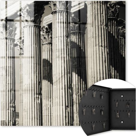 Armoire à clés - (30 cm x 30 cm) - Boîte à clés murale - Coffret de rangement pour clés - Couleur noire - Ouverture vers la gauche - Pour maison et bureau - Colonnes antiques (1/5)
