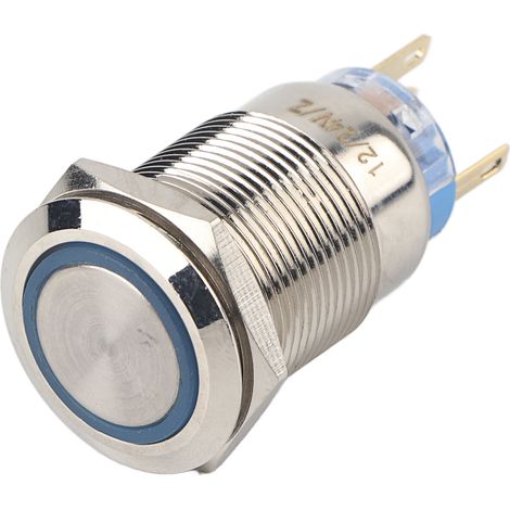 Keenso 19mm Wasserdichter Schalter, 12-24V LED-Startknopf, verriegelbarer EIN/AUS-Schalter, selbstverriegelnder Druckknopf aus Edelstahl (Blau).