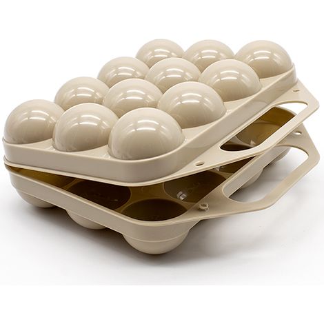 Huevera de plastico para 12 huevos con tapa Beige (1/4)