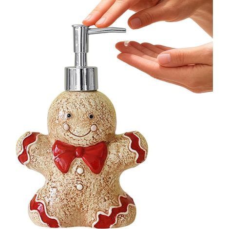 Distributeur de savon Noël Décoration festive pour évier cuisine , en forme bonhomme pain d'épice , (1/5)