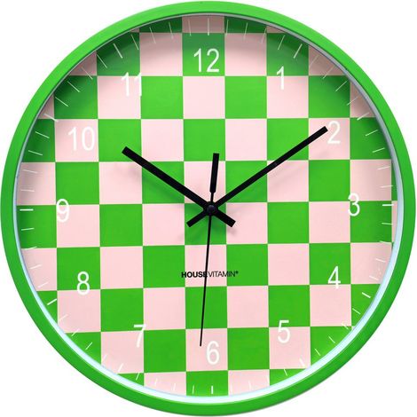 Horloge murale décorative pour intérieur motif blocs coloris vert et rose 34 x 4 x 34 cm - PANGIVO (1/5)