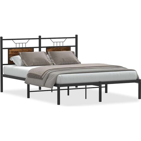 Maison Exclusive - Bettgestell ohne Matratze Räuchereiche 140x200 (1/5)