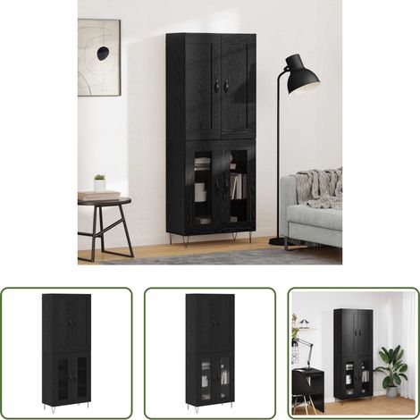 vidaXL Hochschrank Schwarz -  Highboard Schwarz Eichen-Optik 69,5 x 34 x 180 cm Holzwerkstoff (1/5)