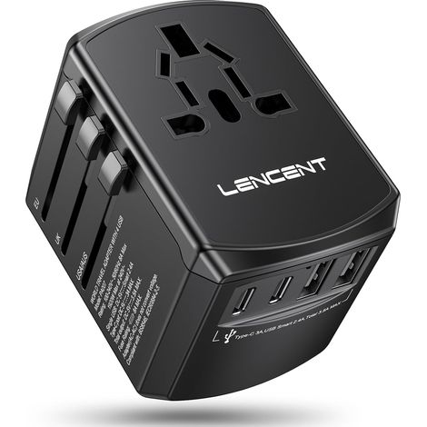 Adaptateur de Voyage Universel, Adaptateur International avec 2 Ports USB et 2 Ports USB C, Prise Mondial pour Le Japon, Thaïlande, USA, Angleterre, Australie Types A B G I D L M N (1/5)
