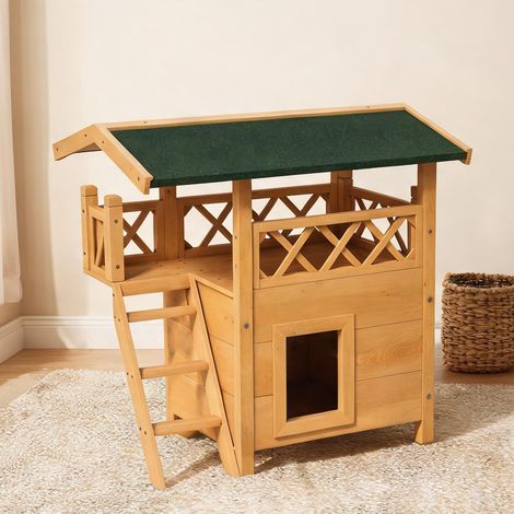 Maison pour chat natur Grün en tannenholz 77 x 50 x 73 cm (1/5)
