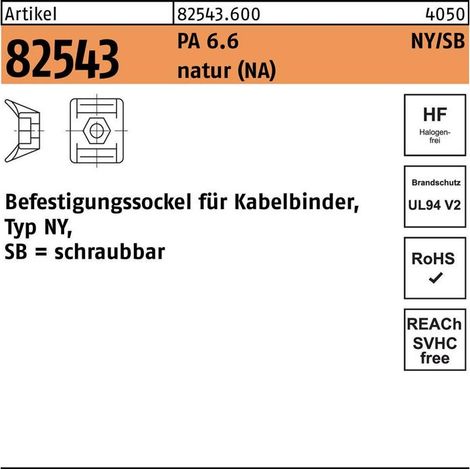 PA 6.6 B = max. 8 Befestig-Sockel, natur,SB NY3256 S 1000 Stk