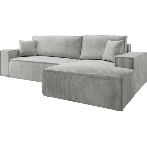 Selsey Farese – Ecksofa mit Cordbezug, Schlaffunktion und Stauraum, Hellgrau, rechts