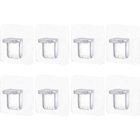 Lot de 8 chevilles de support d'étagère adhésives en plastique sans clou pour armoire de cuisine, étagères, placard, tableau, 6 cm x 6 cm (1/5)