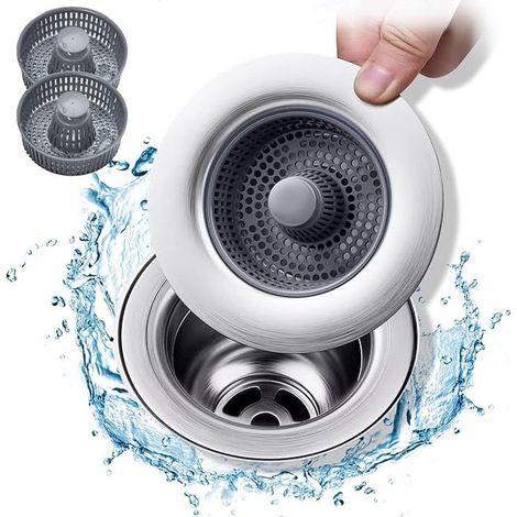 Kitchen Sink Colander Stainless Steel Sink Helper Drain Strainer Stainless Sink Plug Steel Sink Strainer Baskets Kitchen Sink (76-81 mm) (1/5)