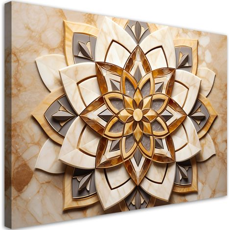 Tableau sur toile Mandala de fleurs AI 3D 90x60 (1/5)