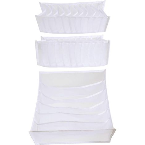 Lot de 3 organisateurs de tiroir pour sous-vêtements, soutiens-gorge et chaussettes, séparateurs de placard, boîtes de rangement pour armoire (1/3)