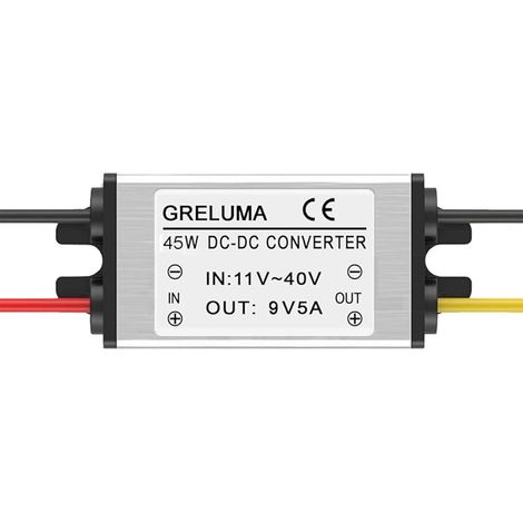 1 Pc DC 12v 24v à 9v convertisseur abaisseur régulateur 5A 45W Adaptateur Secteur réducteur pour Voiture électronique Camion véhicule Bateau système Solaire (entrées DC 11-40V,Certifié CE) (1/5)