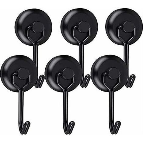 AMXCNOY Leistungsstarker Magnethaken, Neodym-Magnet, schwarz, drehbare Magnethaken für Küche, Geschirrtuch und Tafel (6 Stück) (1/5)