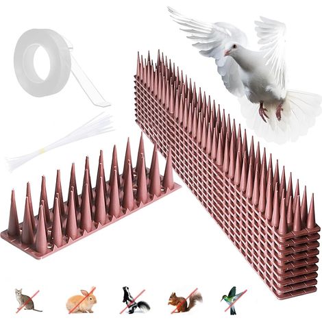 Pic Anti Pigeon,  10 Pièces Pic Anti Oiseaux Plastique, Pique Anti Pigeon Balcon 4.3 M, Pique Anti Oiseaux, Pointe, Repulsif pour Pigeons, Corbeaux, Moineaux, Chats (10, Marron) (1/5)