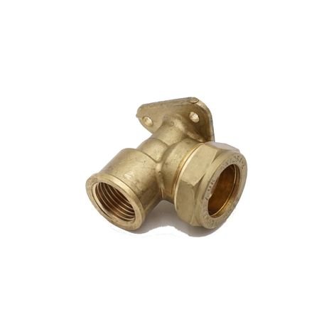 PrimaPlus Compression Wallplate Elbow 22mm x 1/2" Brass Fitting (1/3)