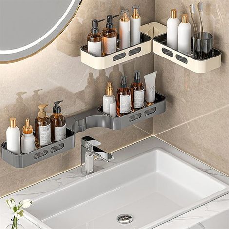 Mensola da bagno girevole a 360° da parete in ABS, grigio scuro 61,510,54 cm, facile da installare e salvaspazio (1/4)