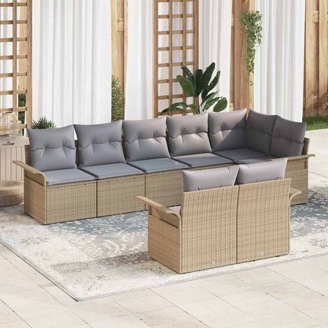 Set Divano da Giardino 8 pz Beige polyrattan vidaXL (1/5)