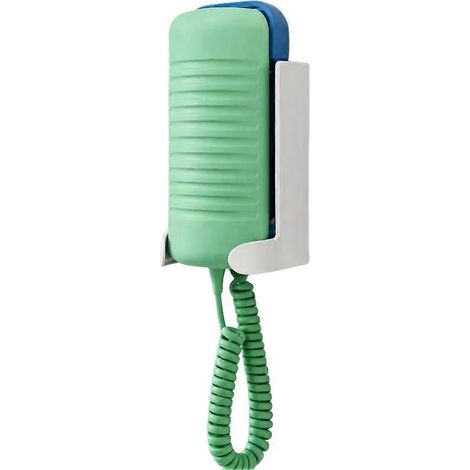 Support mural de téléphone fixe en plastique gain de place, style rétro, avec ficelle. (1/5)