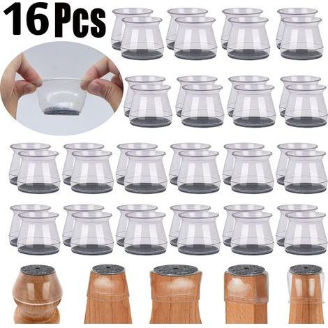 Set mit 16 Stuhlbeingleitern – Quadratische Bodenschoner, geeignet für Stuhlbeine, Silikonspitzen, geeignet für Möbelbeine, Kratzschutz (Passend für: 2,6–3,6 cm) (1/5)