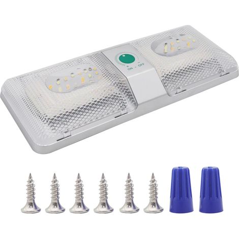 Éclairage Intérieur, Lampes LED de Plafonnier,Double Dôme, DC 9-18 V, 6000-6500 K, avec Interrupteur Marche/Arrêt pour Voiture, Camping-Car, Remorque, Camping-Car, Bateau