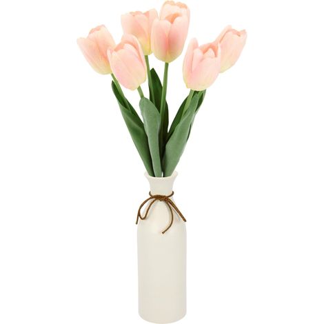 Tulipes artificielles dans Un Vase - Bouquet de Tulipes Simples - Décoration de Printemps - Décoration de Pâques - Décoration de Table (1/5)