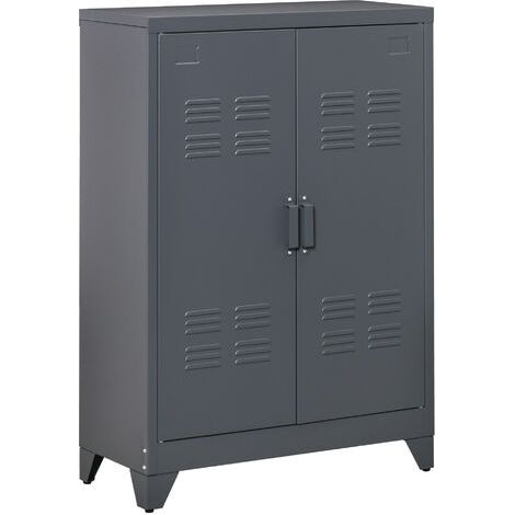 [JAMAIS UTILISÉ] HOMCOM Armadio Ufficio a 3 Livelli con 2 Ripiani Regolabili, Armadio in Metallo Portadocumenti con 2 Ante, per Casa, Ufficio e Garage, 75x33x110cm, Grigio