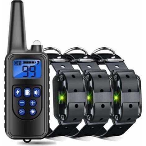 Collier de dressage étanche pour chien, rechargeable, portée 800 m – 1 émetteur + 3 récepteurs (1/4)