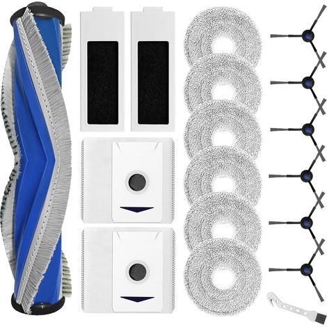 Kit d'accessoires pour ECOVACS DEEBOT T30 PRO OMNI / T30 OMNI Robot Aspirateur, 1 Brosse à Rouleau, 2 HEPA Filtres, 6 Lingettes, 2 Sacs à Poussière, 6 Brosses Latérales, 1 Brosse (Lot de 18) (1/5)