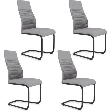 Set di 4 sedie da pranzo moderne 60 x 44 x 98 cm seduta ergonomica design elegante in tessuto grigio 200012588