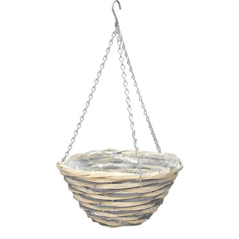 Panier Suspendu en Rotin pour Plantes [Type de Produit] + sans marque + [modèle sans] + Panier à Fleurs Suspendu (Largeur 25cm, H.12cm, Chaîne 36cm) pour Décoration Murale ou de Ceiling, Plante Intéri (1/4)