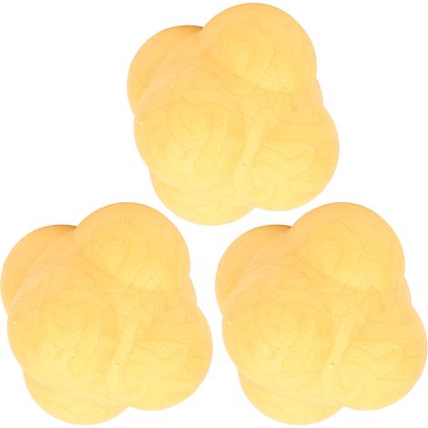 Lot de 3 balles hexagonales rebondissantes en TPR jaune pour l'entraînement de la coordination et des réflexes, le sport et le fitness. (1/5)