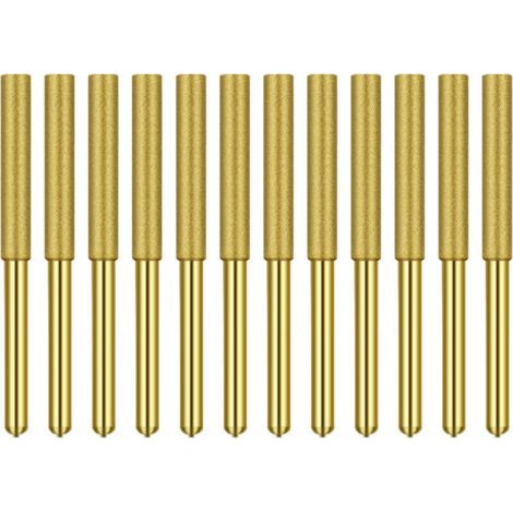 Affûteuse de chaîne pour tronçonneuse Affûteur de tronçonneuse diamant plaqué titane Burr Meules d'affûtage diamantées pour scie à chaîne Pierre Jewerly Wood 12 pcs 5/32 pouces, 4.0mm
