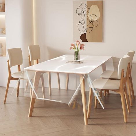 Tischdecke Transparent PVC 0.13mm Wasserdicht Abwaschbar Tischschutzfolie Wunschmaß