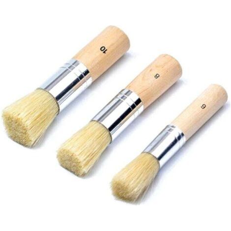 Pinceau Pochoir 3 pièces Pinceau en Bois Pinceaux à Pochoir en Bois Craft Pinceaux à pochoirs pour Aquarelle Peinture à l'huile 6/8/10 (1/4)