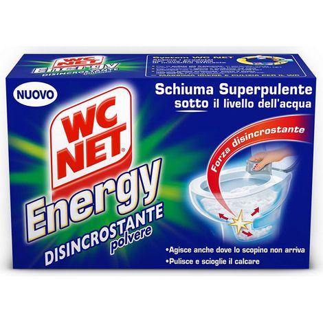 Wc Net - Energy Disincrostante, Detergente Anticalcare in Polvere per WC, Schiuma Autopulente, 4 Buste x 1 Confezione (1/3)