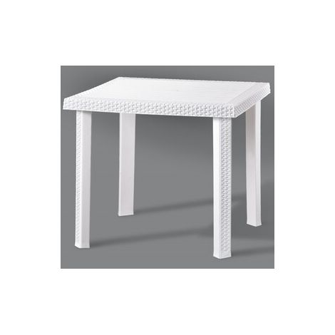 TAVOLO RATTAN FIGARO 80X80XH72CM BIANCO
