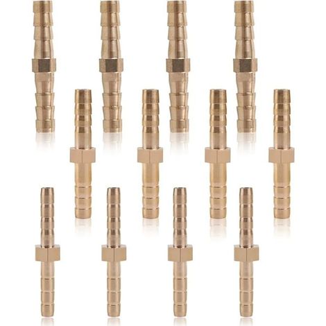 Brass Hose Fitting, Pipe Fitting, Straight Barb Fitting, 4mm/5mm/6mm, Air Water Gas Hose, Metallic (1/5)