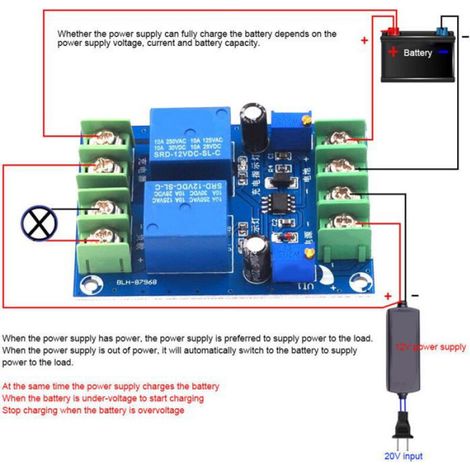 Module de commutation d'alimentation automatique DC 12V 10A, contrôleur de charge d'alimentation d'urgence (1/4)