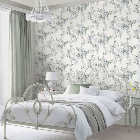 Papier peint intissé Laura Ashley Mirabelle Pale Seaspray 1005 x 52cm Bleu (1/5)