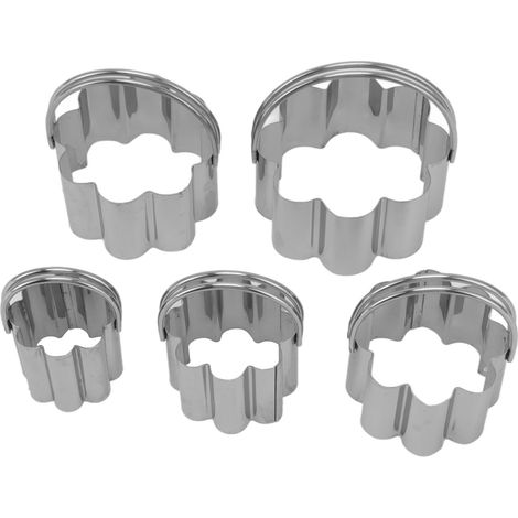 Ensemble de 5 emporte-pièces avec poignée, moule à biscuits en acier inoxydable pour la pâtisserie et la cuisine, motif floral pour la Saint-Valentin (1/5)
