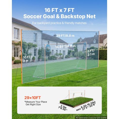 But de Football 4,84x2,12 m Cage de Foot en Fer avec Filet en PE, pour Cour Stade Jardin Extérieur, Avec Filet Pare-ballons et Cibl… (1/5)