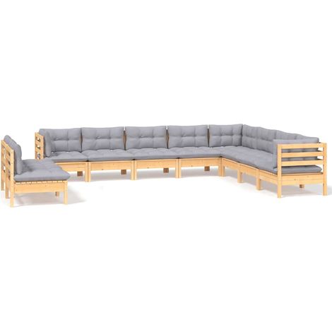 Maison Exclusive - Juego de muebles de jardín 10 pzas y cojines m (1/5)