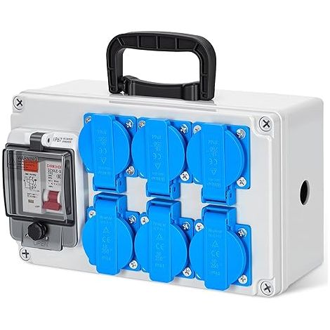 IP67 construction box with Schuko sockets differential switch electrical distribution box waterproof wall strip circuit breaker