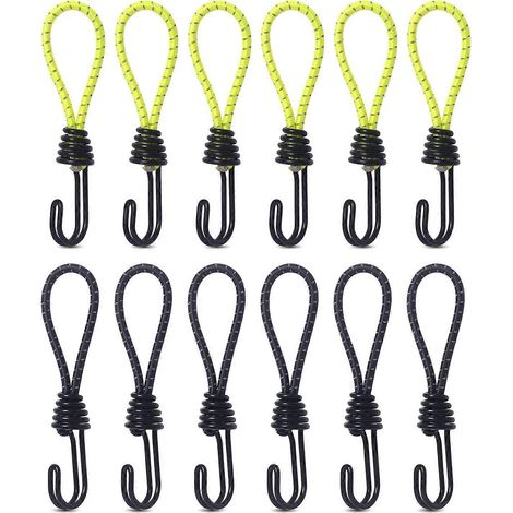 Tendeurs Elastique, cordon lastique, cordon lastique robuste avec crochet, crochet métallique antichoc, cordon lastique pour camping, tentes, bagages 1 (1/5)