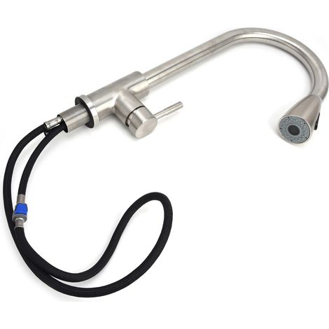 Mitigeur de cuisine en acier inoxydable, robinet rétractable G1/2, eau chaude et froide, évier domestique, mitigeur extractible (1/5)