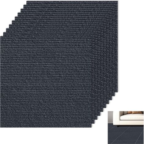 Lot de 10 Dalles Moquette Autocollantes 40 x 40cm, 1,6m² À Découper Moquette Pour Bureaux, Hôtel, Appartement, Maison, Gris Foncé (1/5)